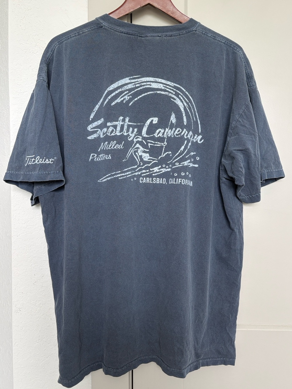 VINTAGE SCOTTY CAMERON MILLED PUTTERS BLUE GRAPHIC SHORT SLEEVE TSHIRT MENS XL
